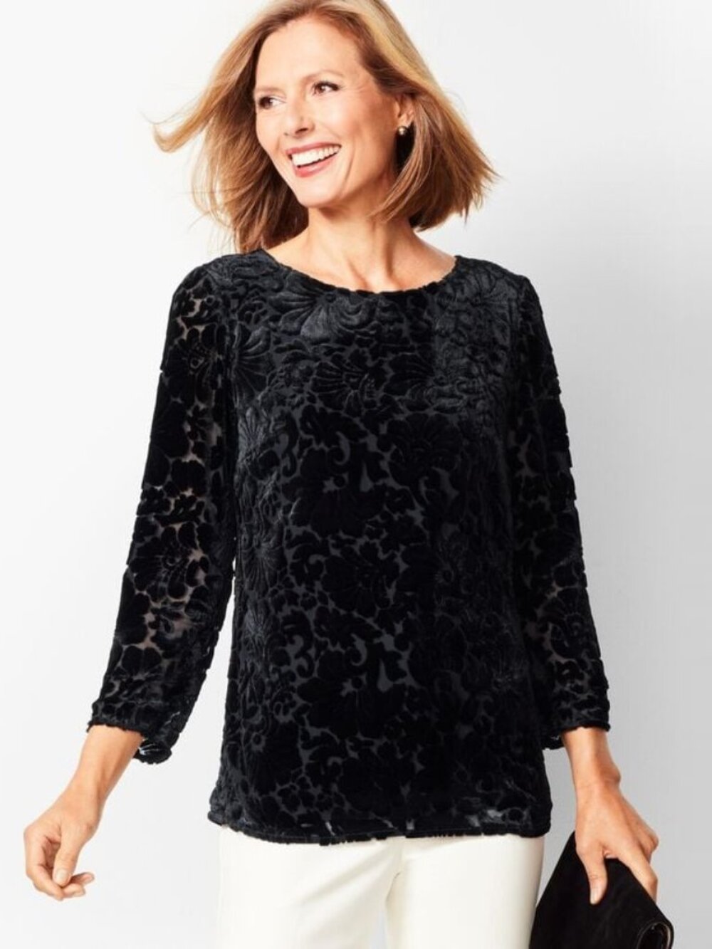 RSVP by Talbots Floral Velvet-Burnout Top